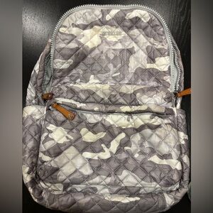 MZ Wallace Quilted Camouflage Backpack - Gray and Cream